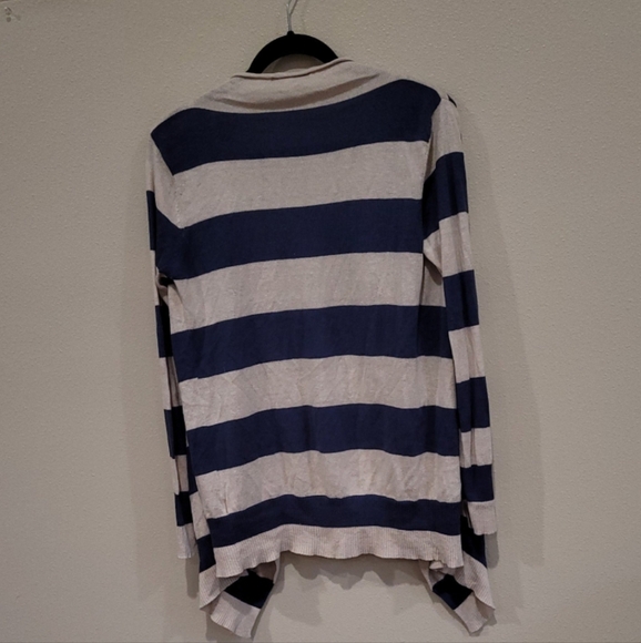 ROMY Open Front Cardigan Womens Size Lg. Cotton blend nautical coastal beachy - Picture 3 of 6